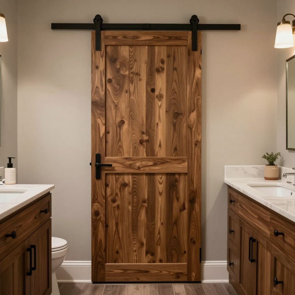 Barn Door Solutions: Space-Saving, Stylish Entrances for Bathroom Privacy - Farmhouse Bathroom