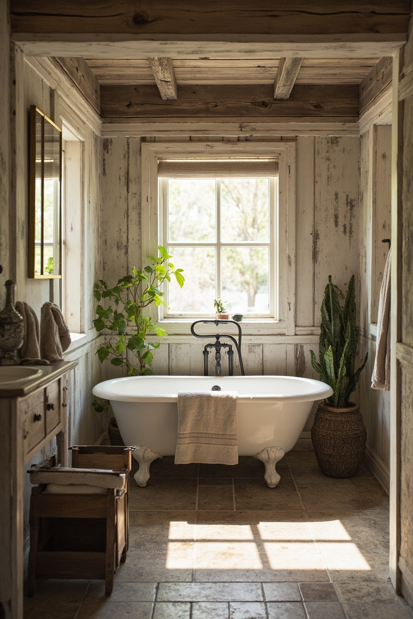 Bathroom Retreats: Spa-Neutral Tones with Rustic Accents - Farmhouse Decor