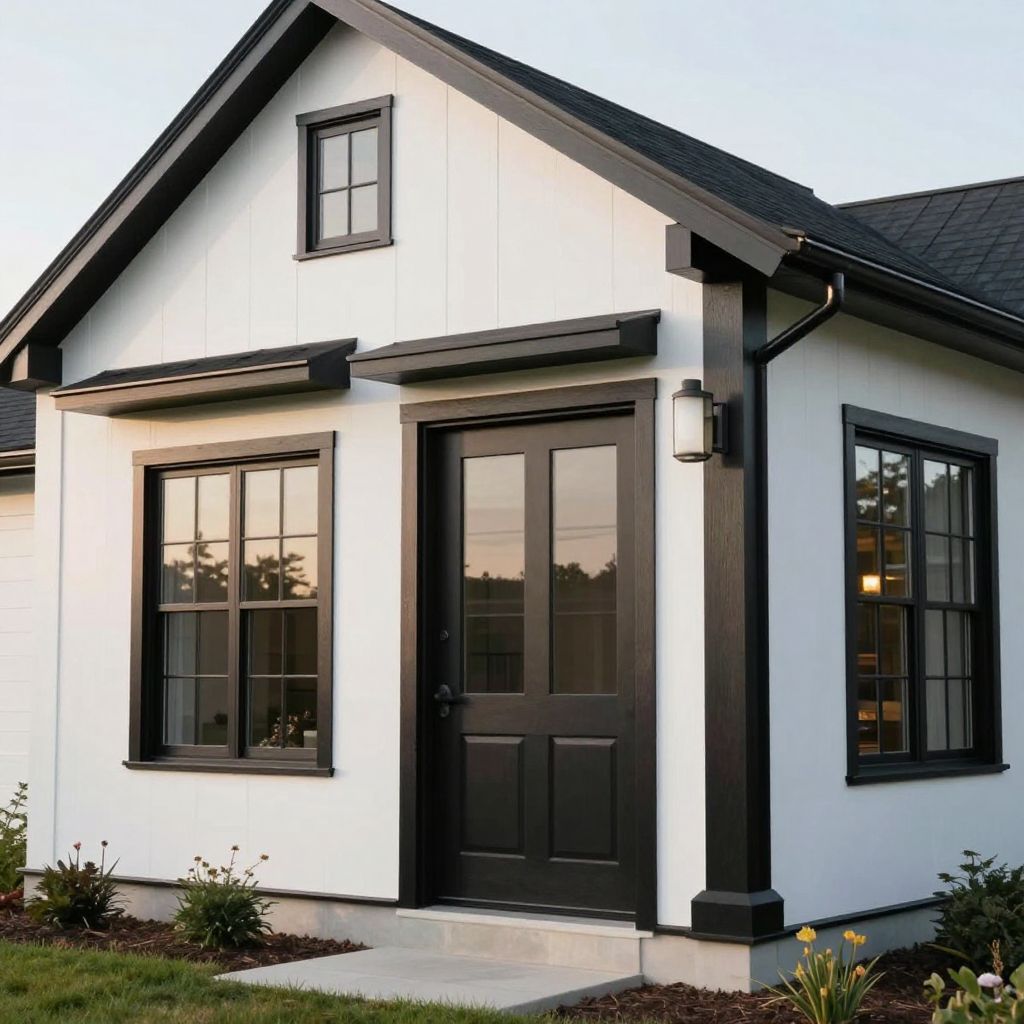 Black Trim Accents for Crisp Modern Farmhouse Contrast - Farmhouse Exterior