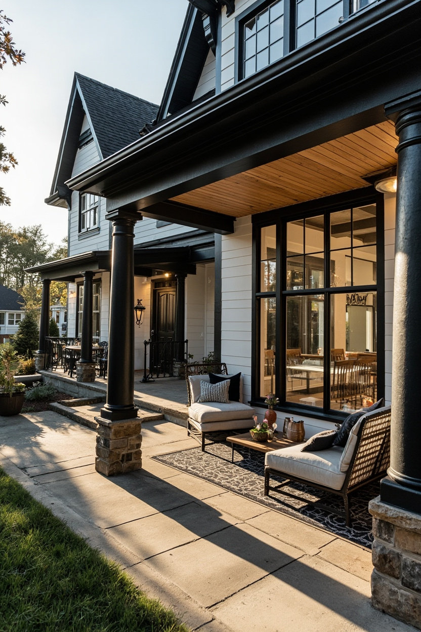 Black and White Farmhouse Curb Appeal