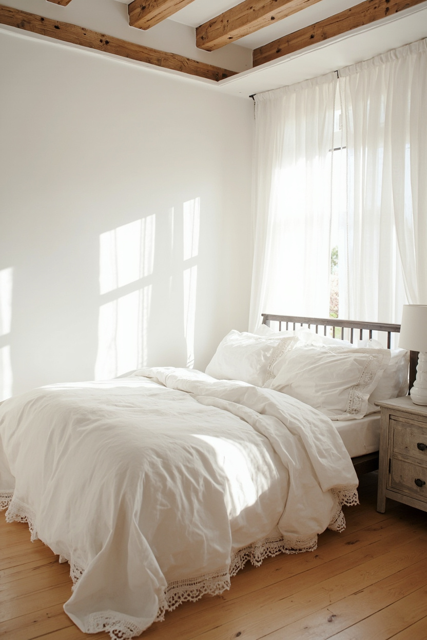 Cottage White Bedrooms - White Farmhouse