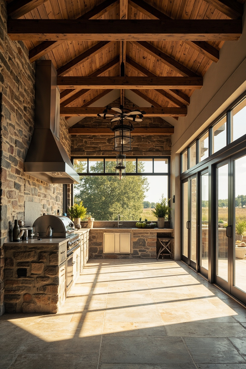 Covered Outdoor Kitchens - Farmhouse Floor Plans