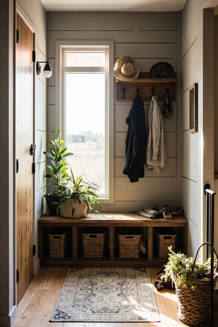 Cozy Entryways: Practical Mudroom Styling with Modern Farmhouse Flair - Modern Farmhouse Designs
