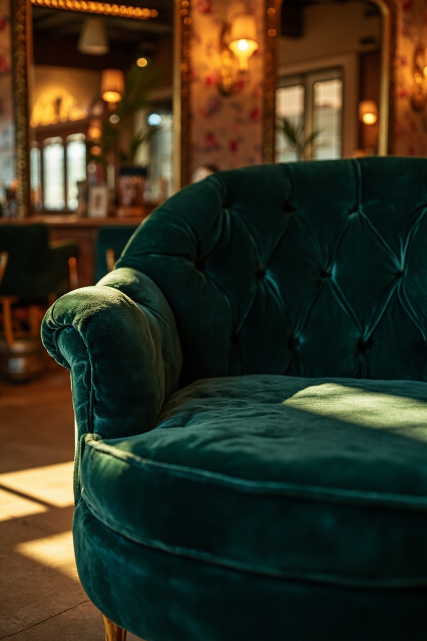 Curved Velvet Seating