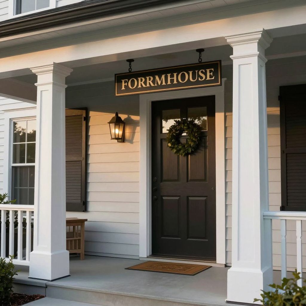 Customized Entryways: Porches, Columns, and Personalized Signage - Farmhouse Exterior