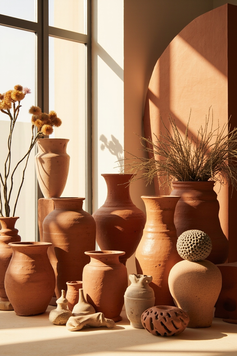 Earthen Layers: Clay, Terracotta, and Sculptural Pottery Displays - Boho Home Decor