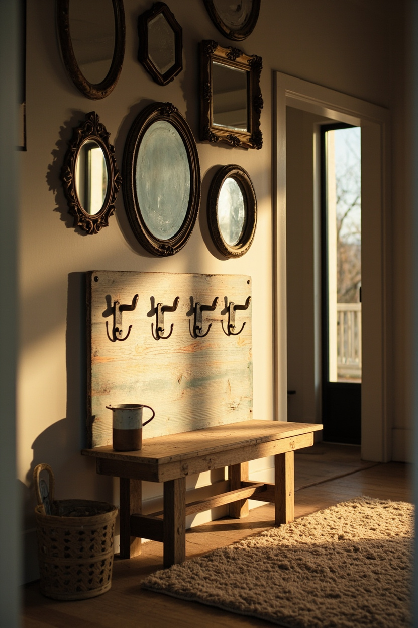 Entryway Styling: Practical Hooks, Vintage Mirrors, and Welcome Textures - Farmhouse Decor