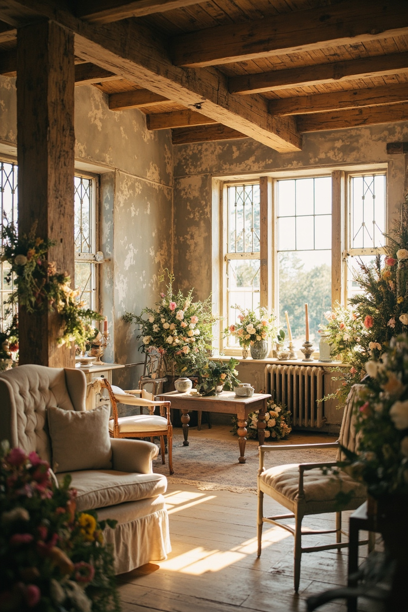 French Country Farmhouse: Soft Florals, Distressed Paint, and Elegant Rustic Touches - Farmhouse Christmas Decor