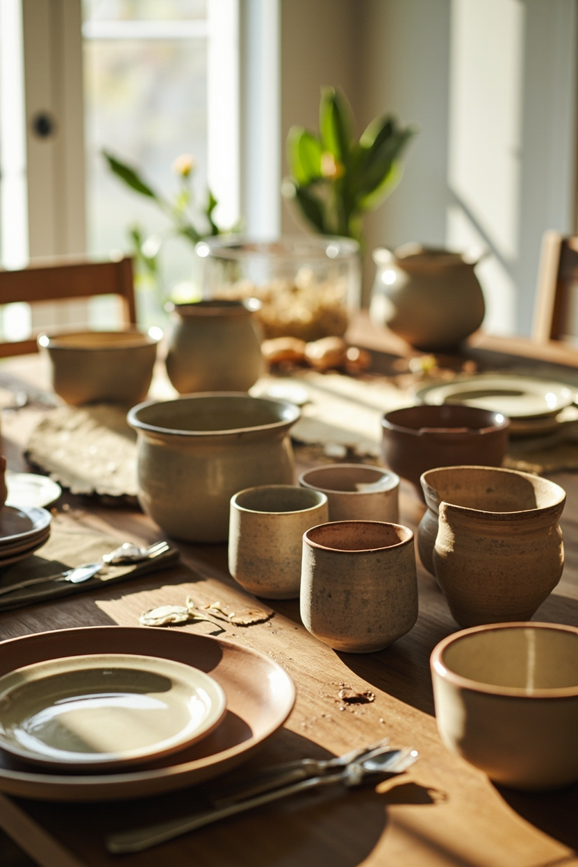 Handcrafted Ceramic Tableware - Farmhouse Dining Room Designs