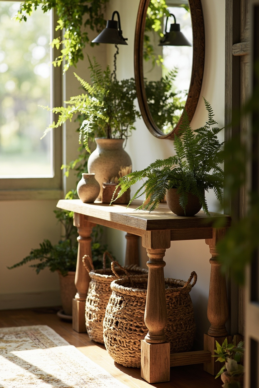 Incorporate natural materials and greenery