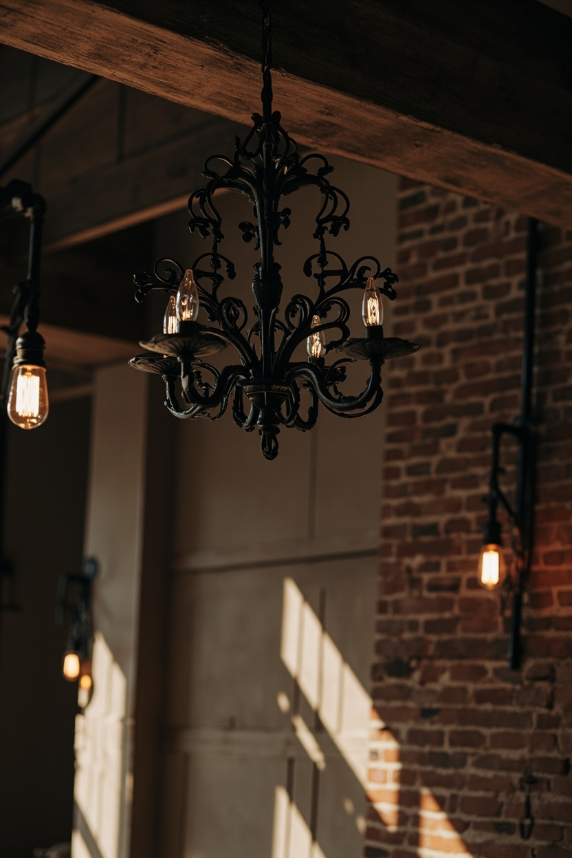 Industrial Meets Country: Wrought Iron, Matte Black, and Farmhouse Fixtures - Modern Farmhouse Designs