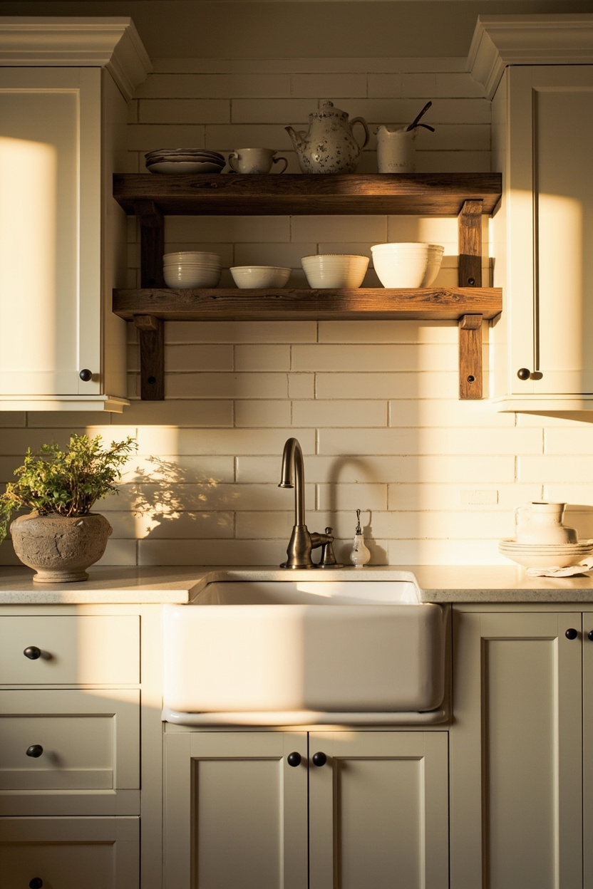 Kitchen Charm: Shaker Cabinets, Apron Sinks, and Open Shelving - Farmhouse Decor