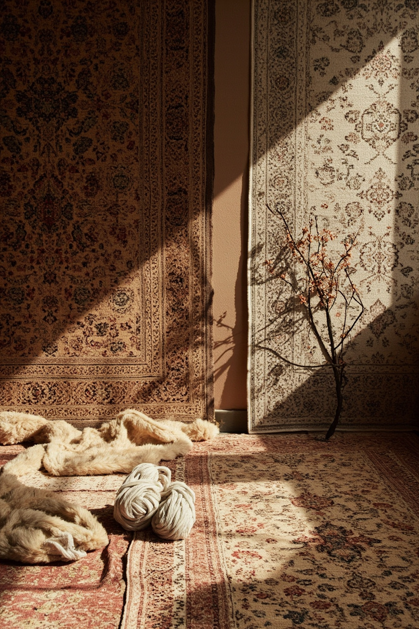 Layered Rugs: Grounding a Room with Natural Fibers and Patterns - Earthy Cottage Home Decor