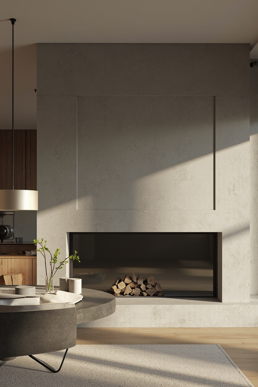 Minimalist Concrete Mantel Designs