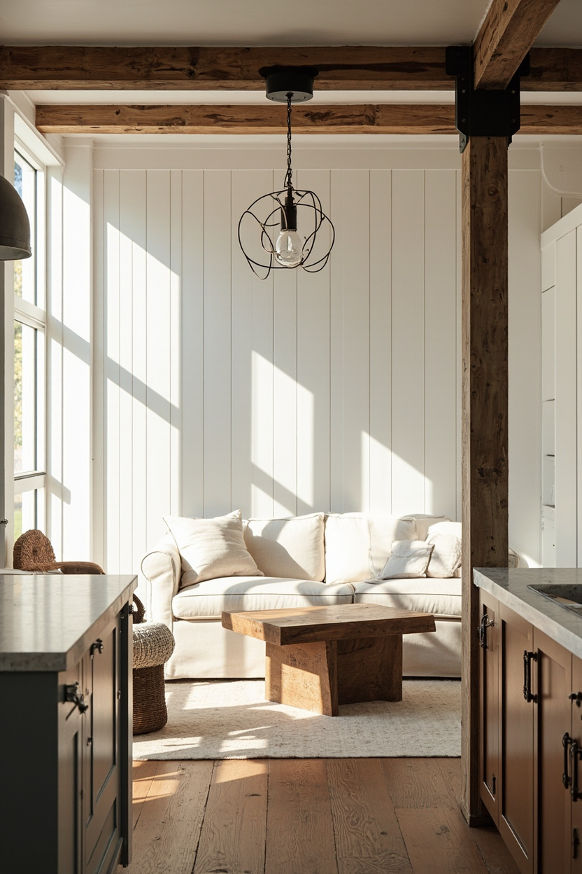 Mixed-Material Contrast - Farmhouse Interior