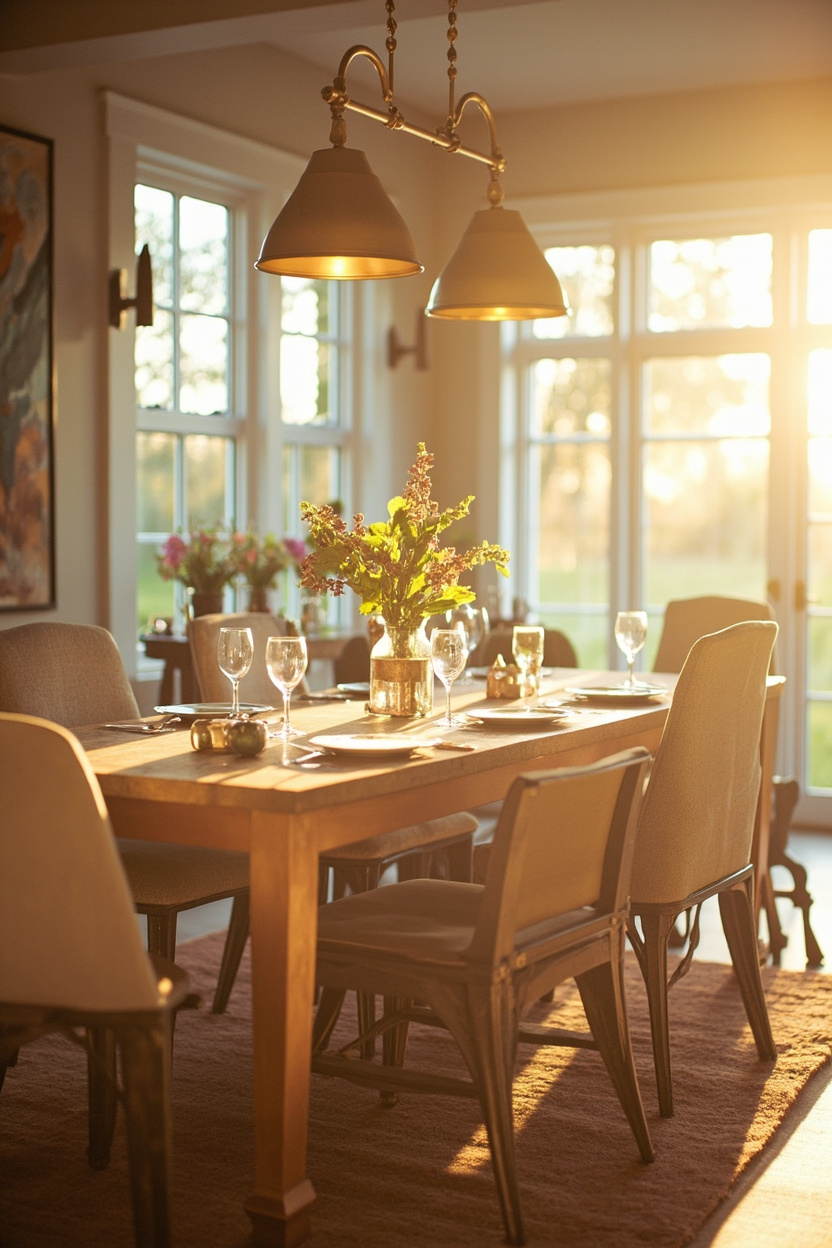Mixed-Metal Accents - Farmhouse Dining Room Designs