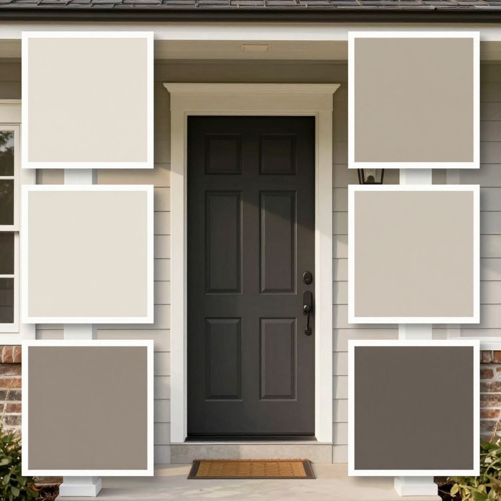 Neutral Paint Palettes with Bold Front Door Statements - Farmhouse Exterior