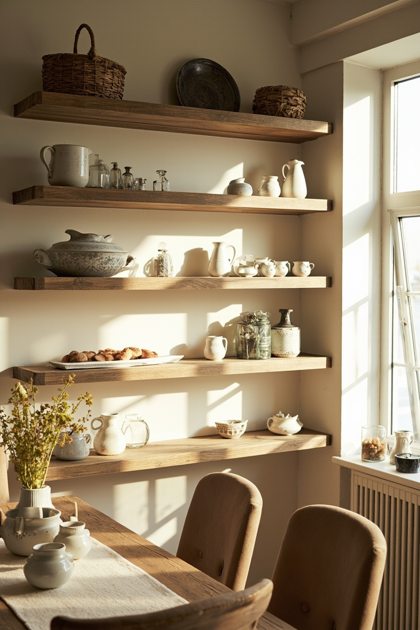 Open-Shelving Displays - Farmhouse Dining Room Designs