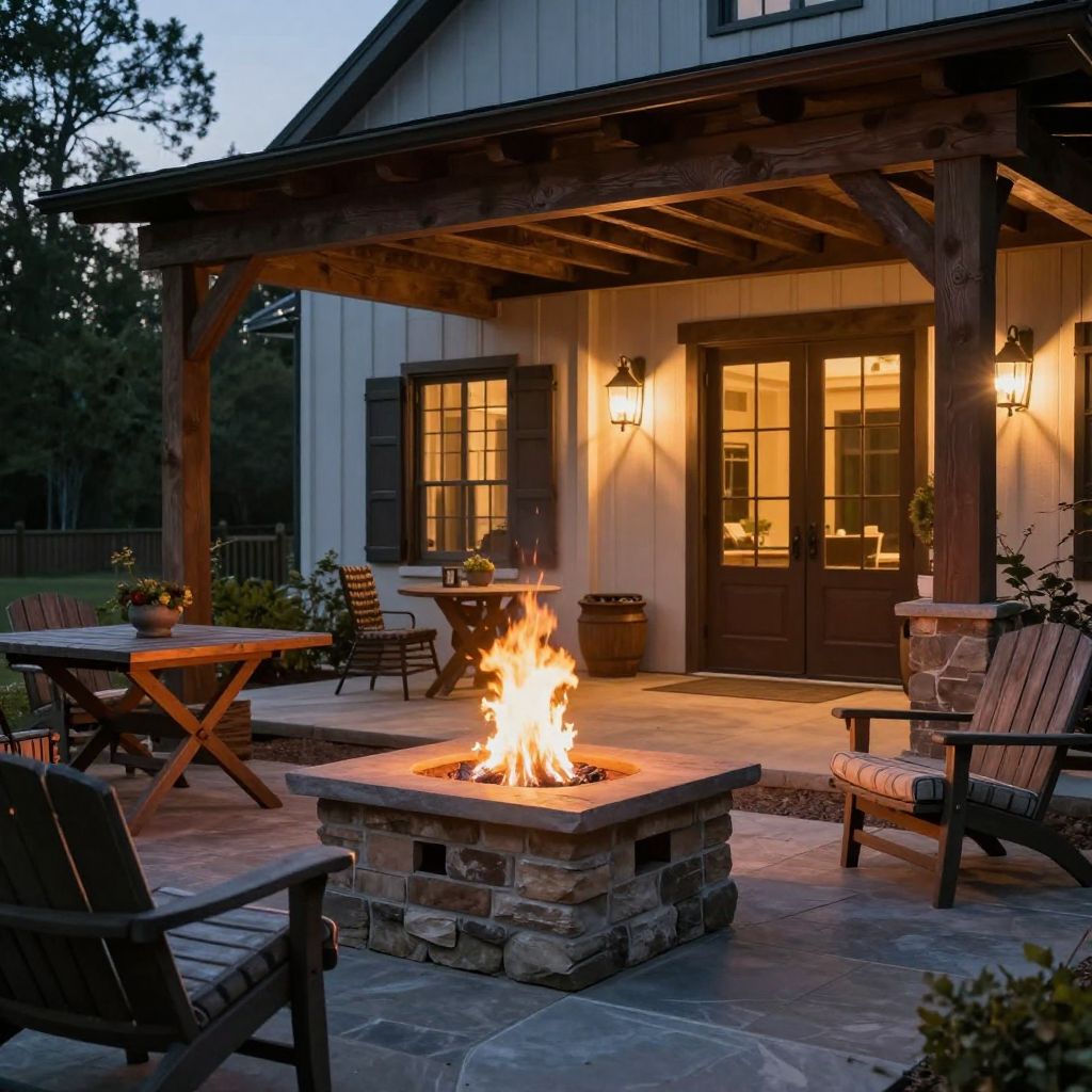 Outdoor Living Additions: Fire Pits, Pergolas, and Farm Tables - Farmhouse Exterior