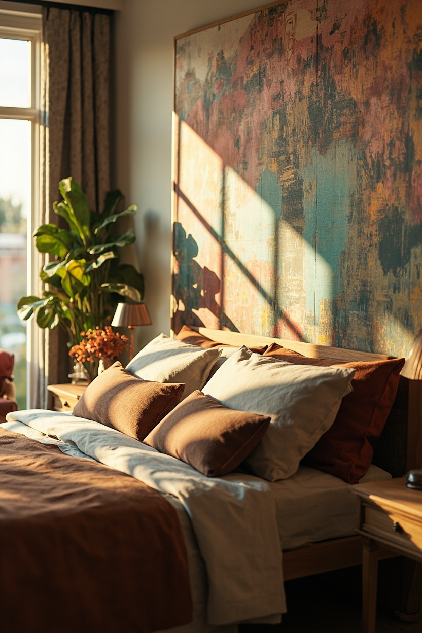 Painted Mural Headboard Accent Ideas