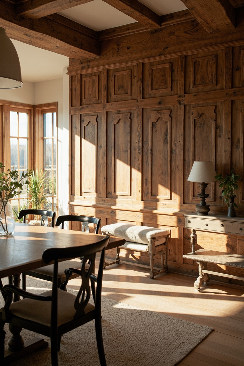 Paneled Wall Farmhouse - Farmhouse Dining Room Designs