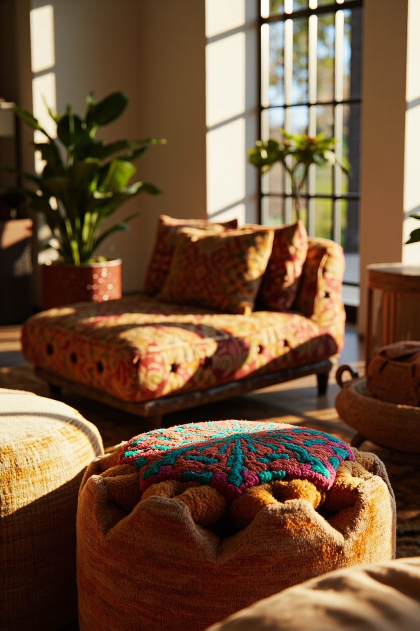 Patterned Poufs & Ottomans