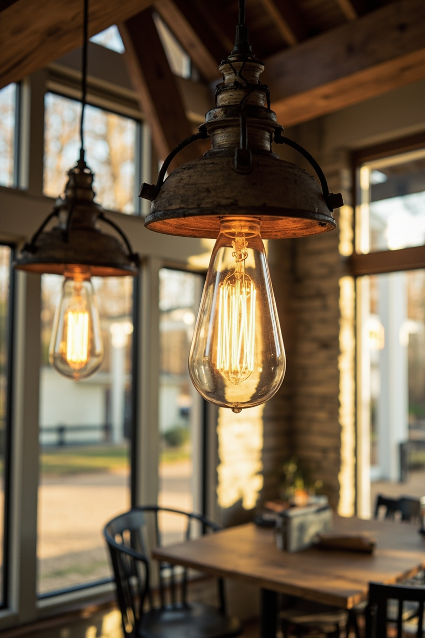 Rustic-Chic Lighting - Farmhouse Dining Room Designs