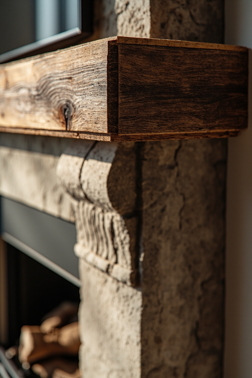 Rustic Reclaimed Beam Mantel Ideas