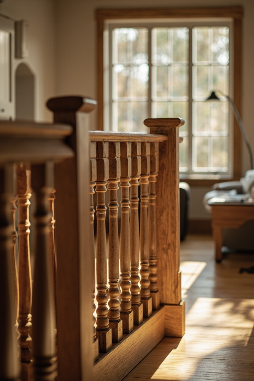 Rustic Turned-Spindle Wood Railings