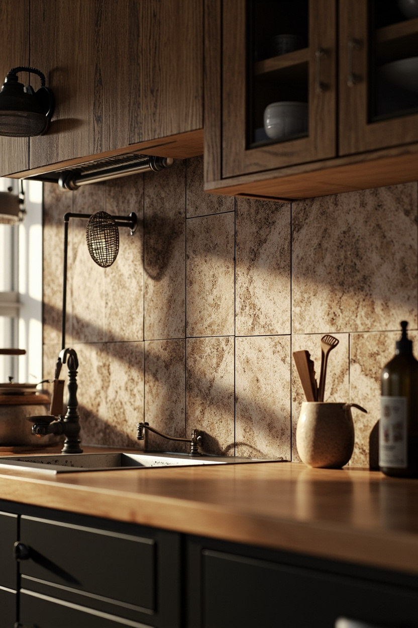 Stone Slab Farmhouse Focal Backsplash
