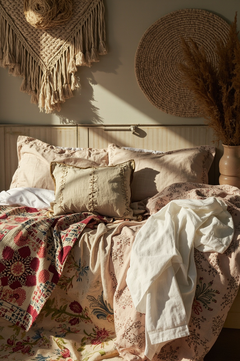 Textile Talk: Layering Linens, Quilts, and Natural Fibers - Farmhouse Decor