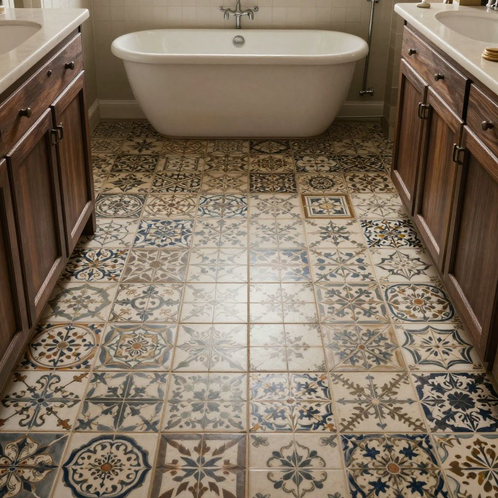 Vintage Tile Patterns: Timeless Floors for a Cozy Farmhouse Feel - Farmhouse Bathroom