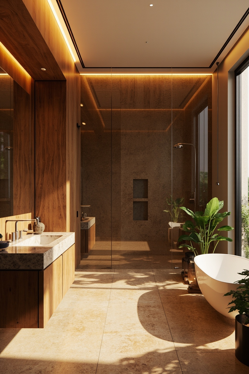 Warm Walnut Bathroom Renovations