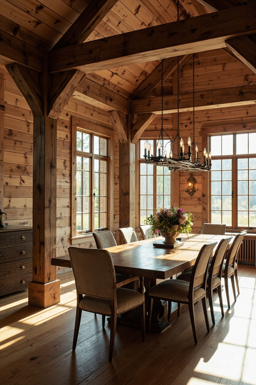 Warm Walnut Farmhouse - Farmhouse Dining Room Designs