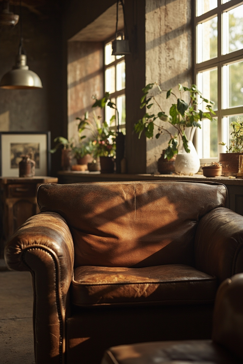 Worn Leather Accents - Old Farmhouse