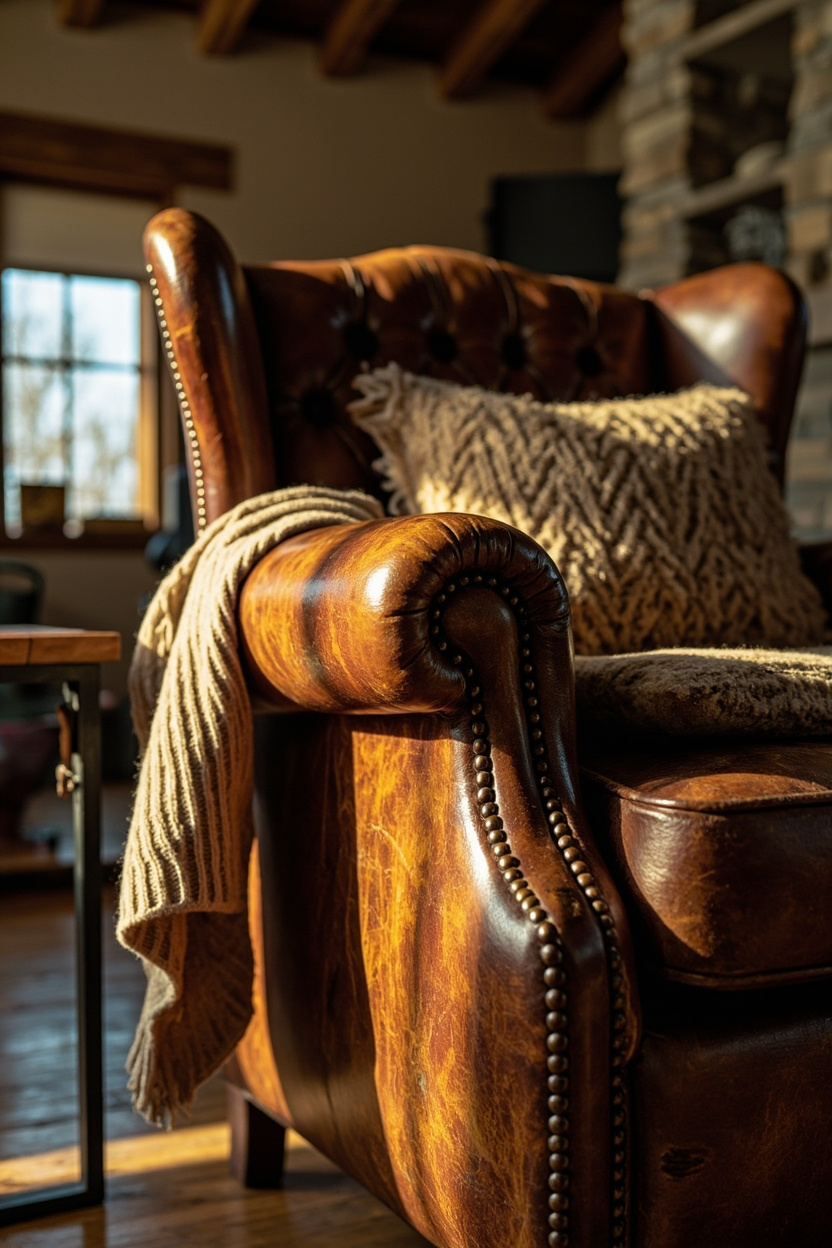 Worn Leather Seating