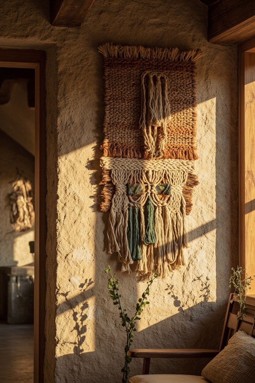 Woven Wall Art and Macramé for Warm, Textural Accent Walls - Earthy Cottage Home Decor