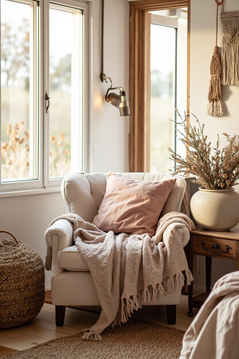 Blush Accents in Boho Cottage