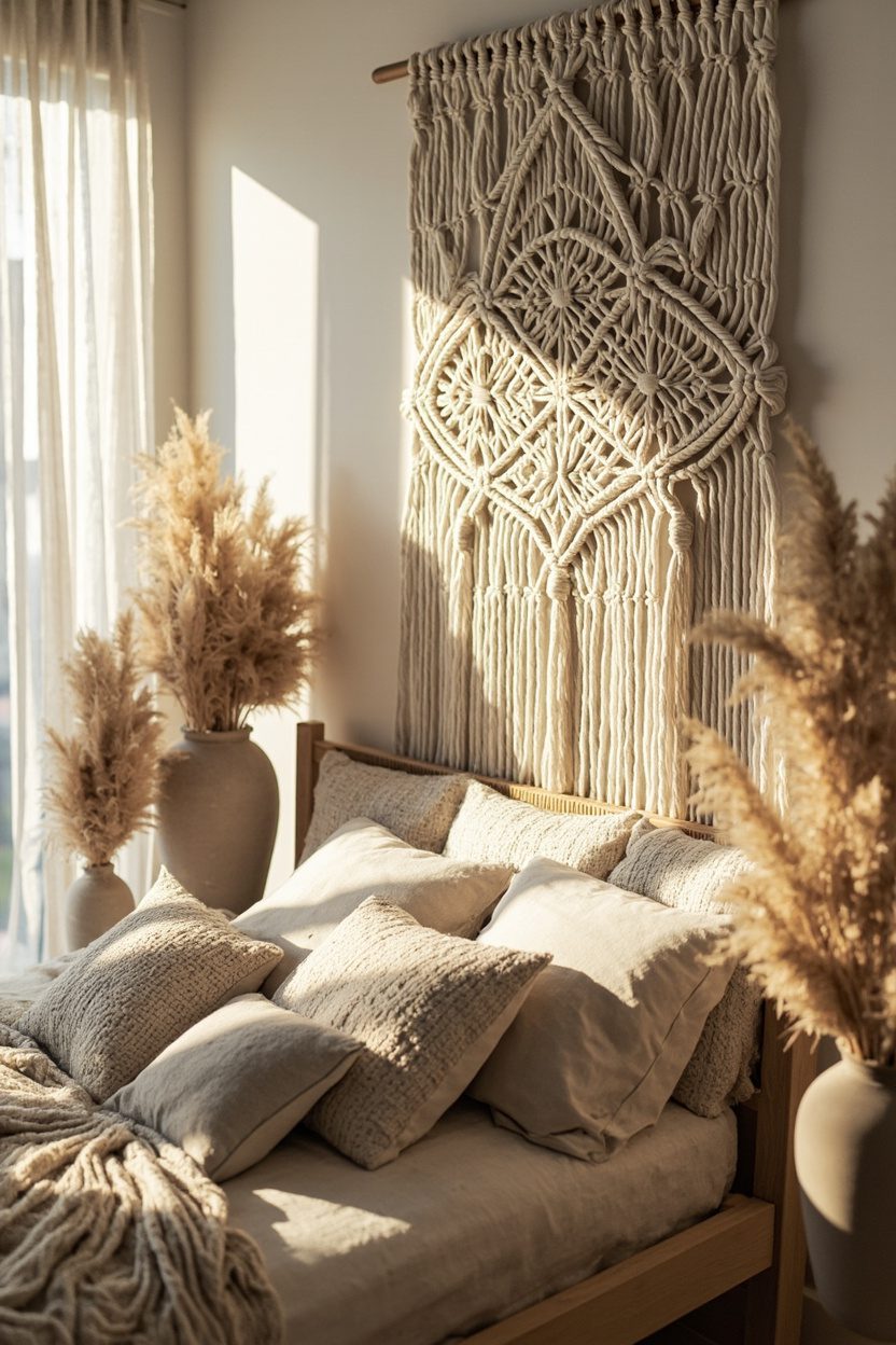 Boho Pampas and Macramé Wall Hanging Combos