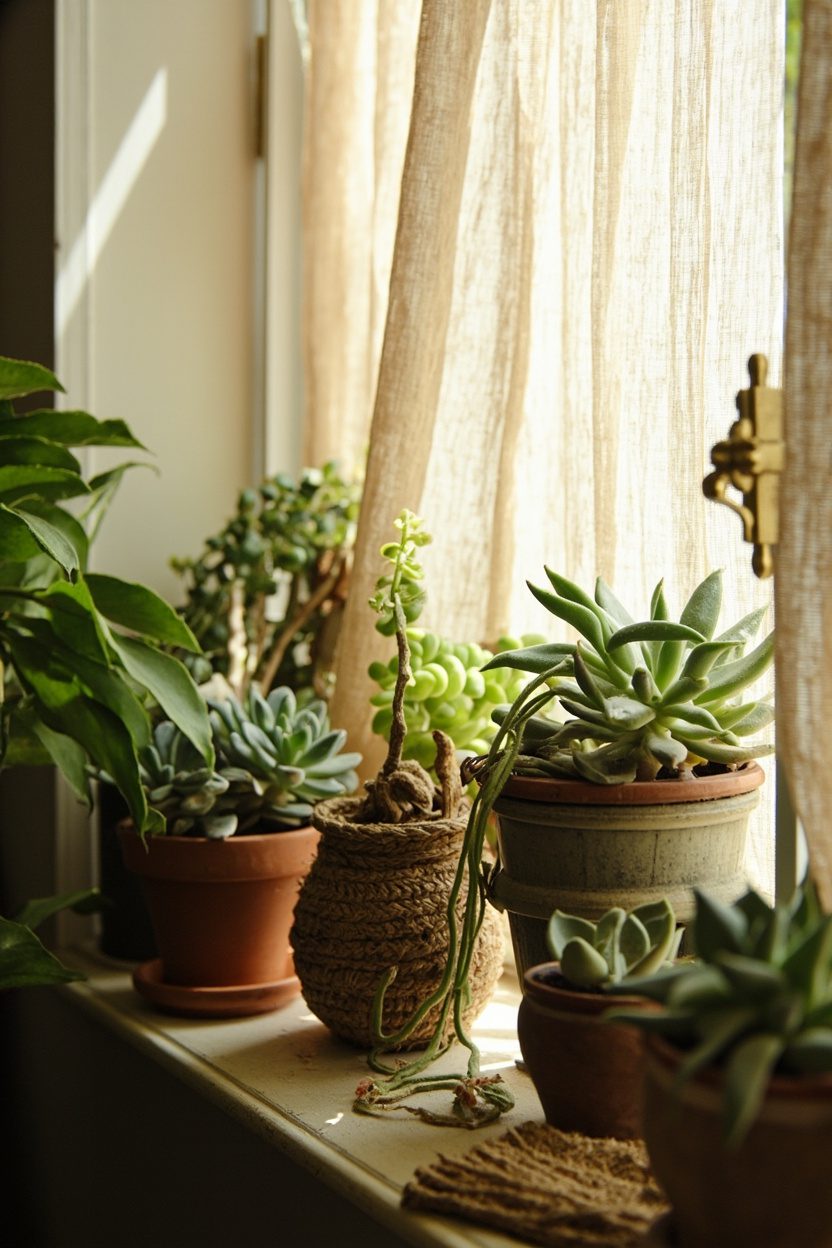 Boho Window Ledge Succulent Array