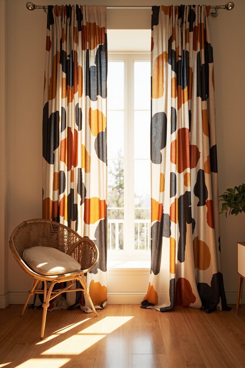Bold Abstract Print Boho Drapes