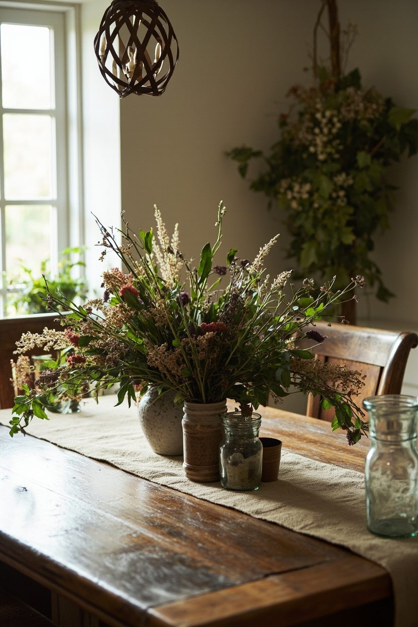 Botanical displays and foraged centrepieces