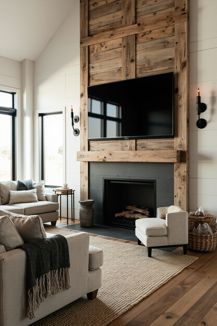Centering Your TV with Rustic Mantels