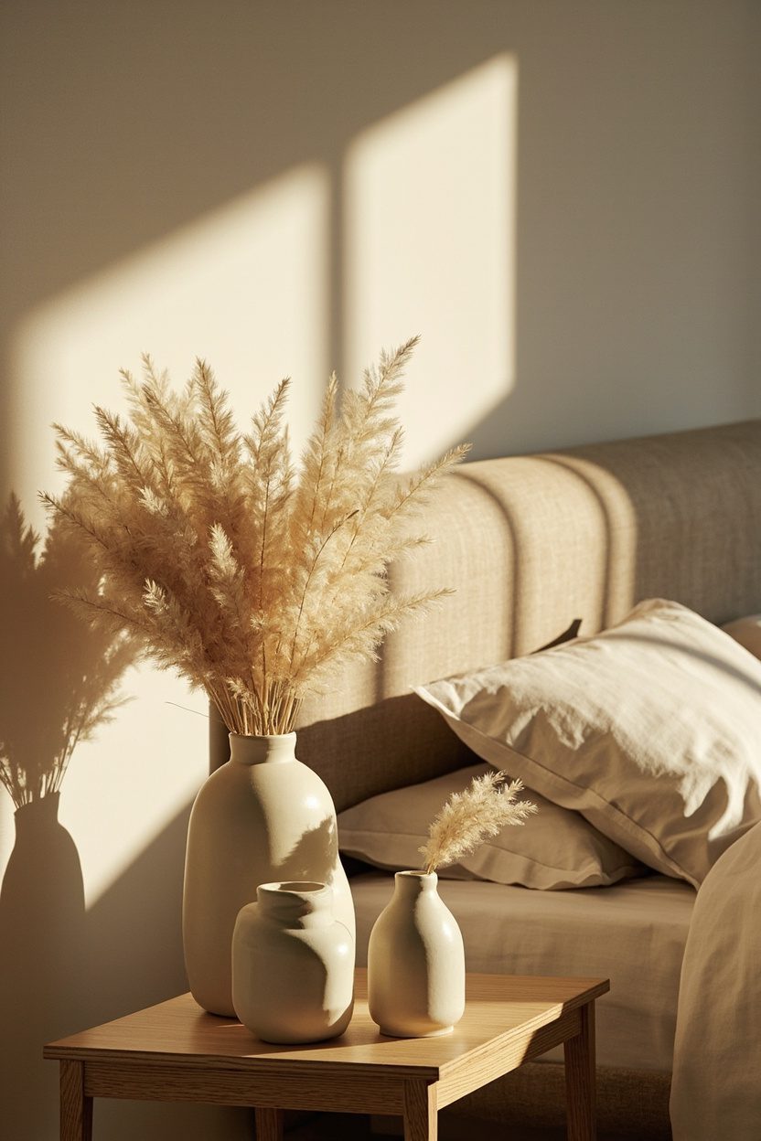 Dried Pampas Bouquet Vases for Minimalist Bedrooms