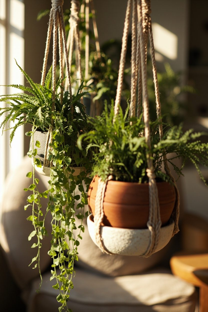Hanging Ceramic Planters Cluster