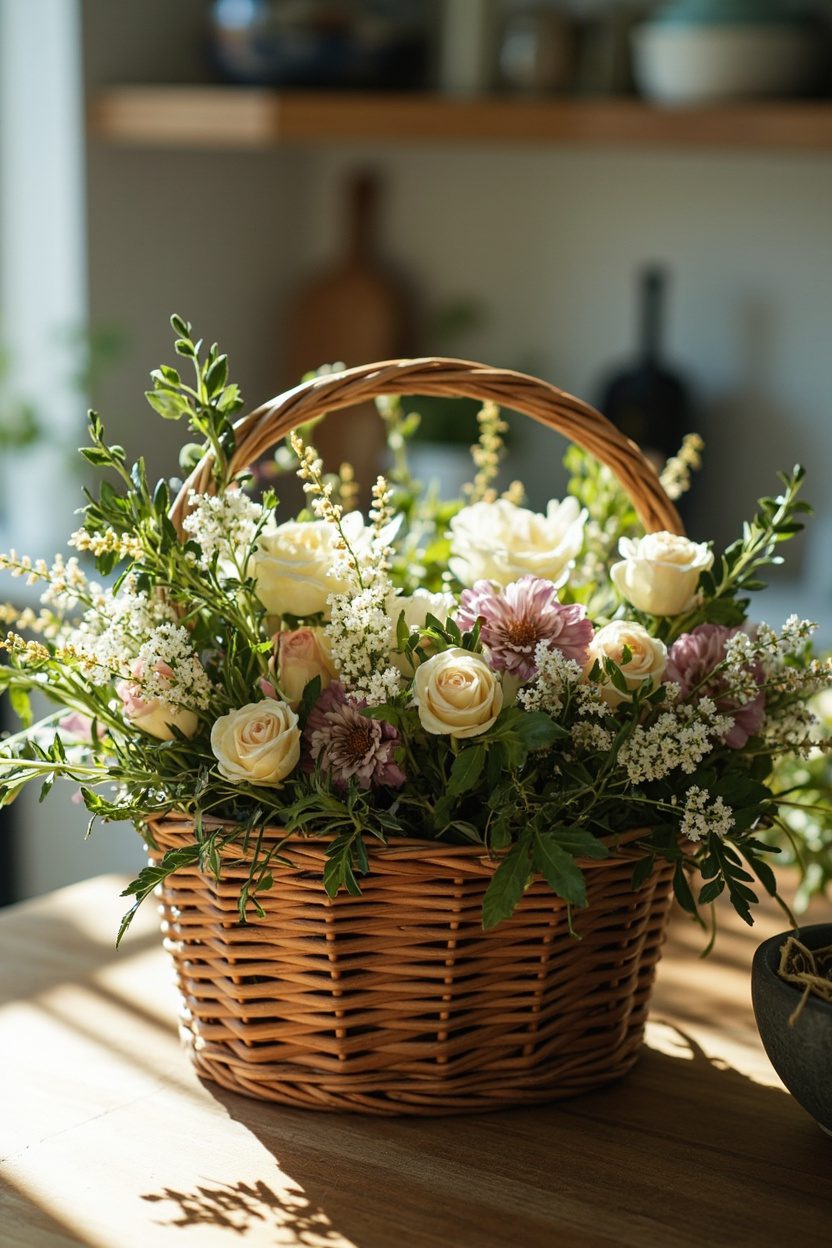 Herb-Infused Floral Basket