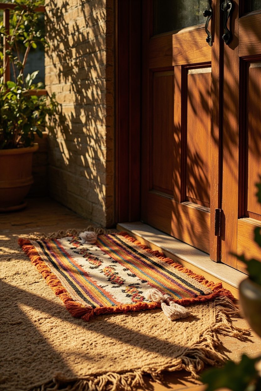 Layered Textiles on Outdoor Rugs