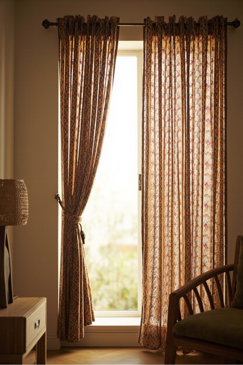 Lined Curtains with Patterned Backing