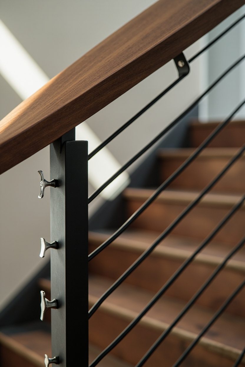 Mixed-Material Metal and Wood Balustrades