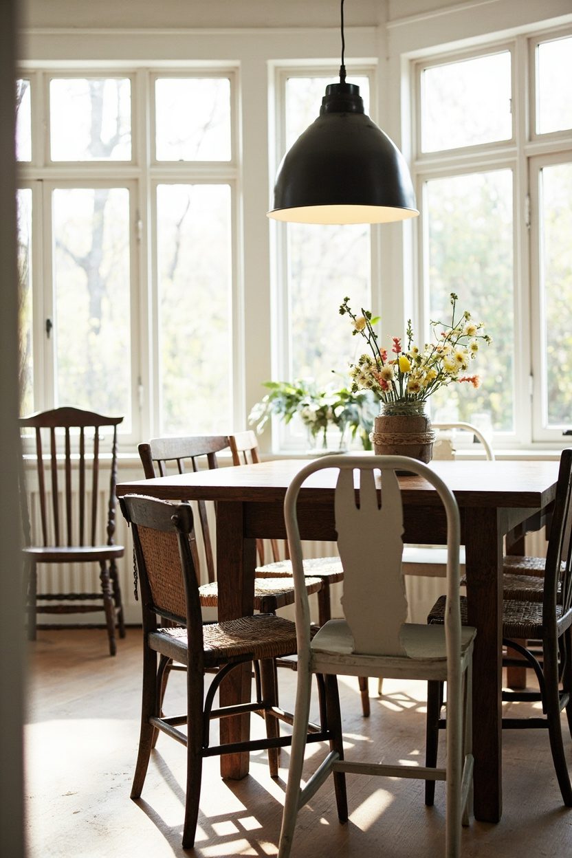 Mixing vintage and modern seating